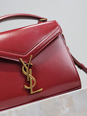 Fortok Saint Laurent Cassandra Top-handle Bag Red Smooth Leather 20×16×7.5cm - 2