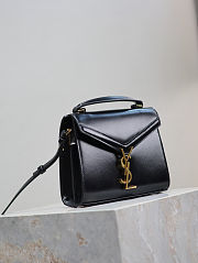 Fortok Saint Laurent Cassandra Top-handle Bag Black Smooth Leather 20×16×7.5cm - 2