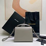 Fortok Saint Laurent Cassandra Top-handle Bag Grey Smooth Leather 20×16×7.5cm - 4