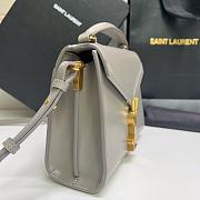 Fortok Saint Laurent Cassandra Top-handle Bag Grey Smooth Leather 20×16×7.5cm - 2