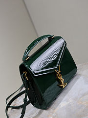 Fortok Saint Laurent Cassandra Top-handle Bag Green Patent Leather 20×16×7.5cm - 6