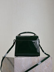 Fortok Saint Laurent Cassandra Top-handle Bag Green Patent Leather 20×16×7.5cm - 2