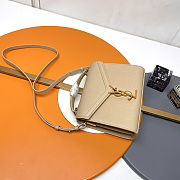 Fortok Saint Laurent Cassandra Top-handle Bag Beige Grained Leather 20×16×7.5cm - 6